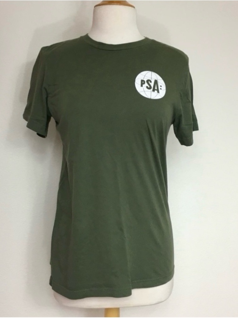 Womens PSA Olive Green I Really Do Care, Don’t You? Crew Cotton T-Shirt Size S